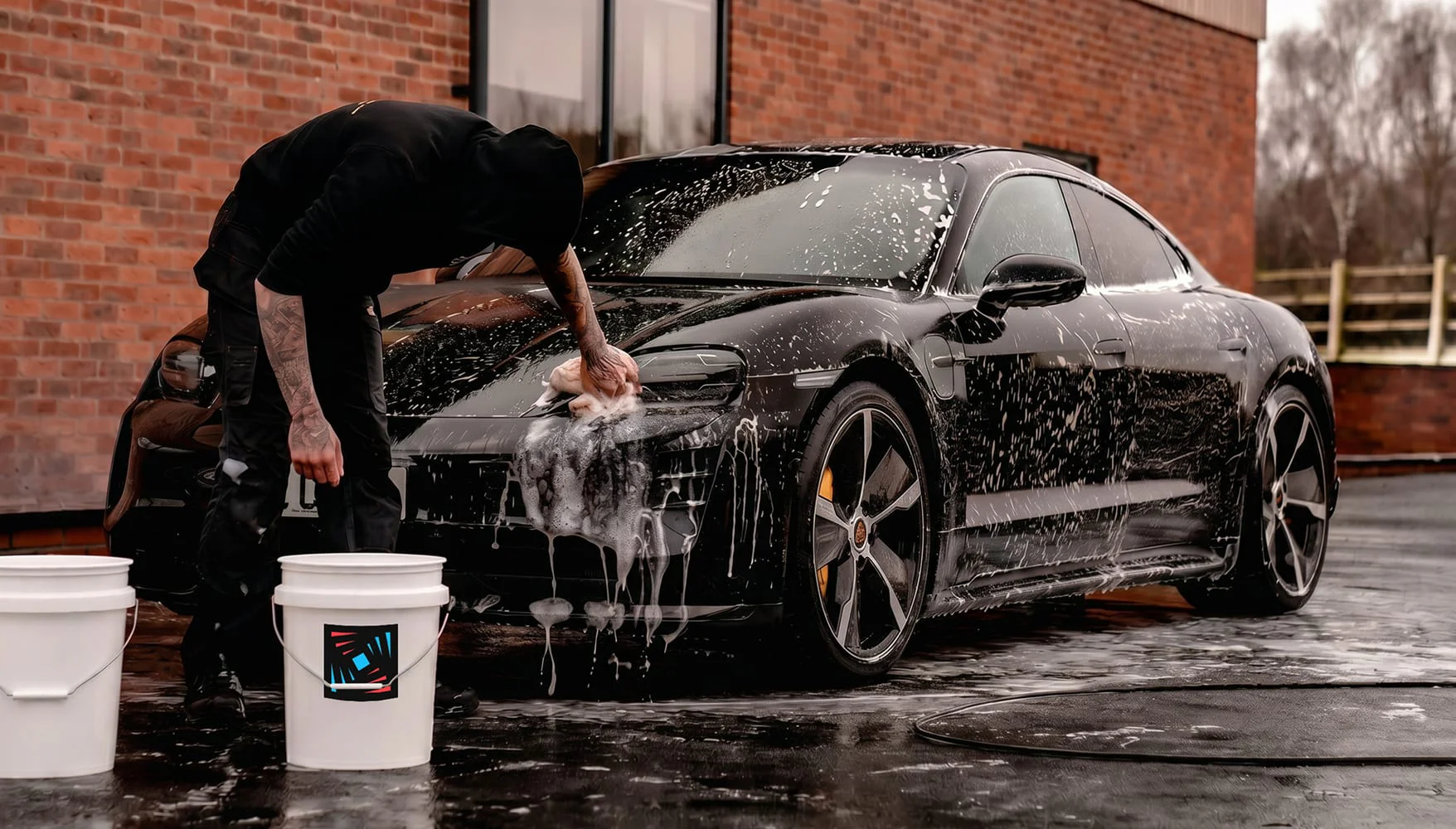 Premium car wash in progress